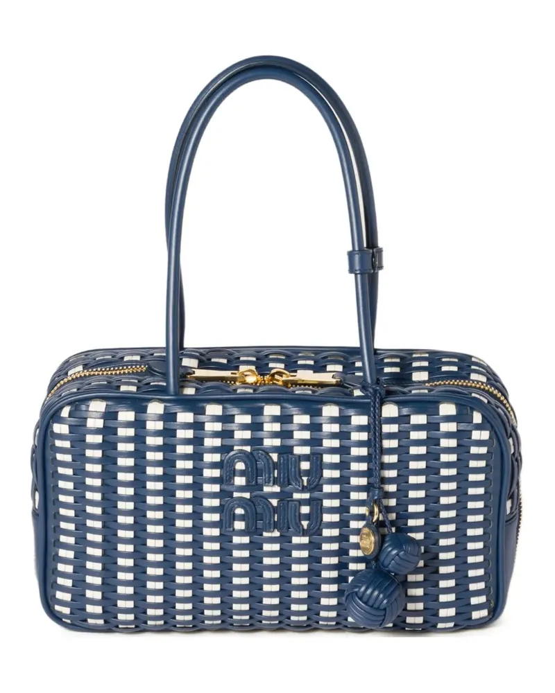 Miu Miu Gewebte Beau Schultertasche - Blau Blau