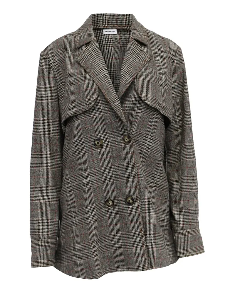 Self-Portrait plaid double-breasted blazer - Grau Grau