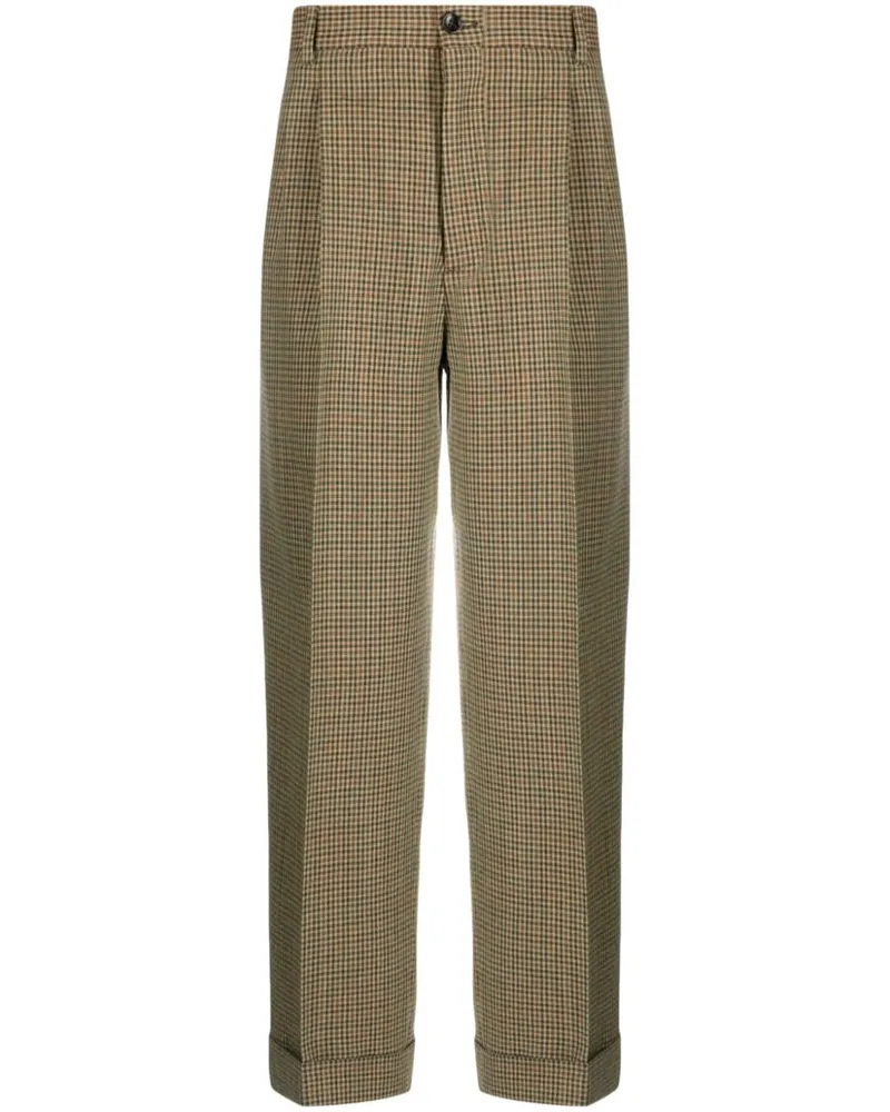 Gucci Karierte Hose mit Bundfalten - Braun Braun