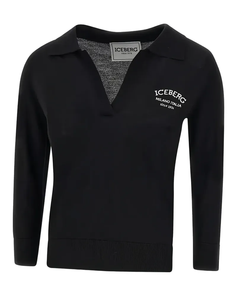 Iceberg Pullover mit Logo-Stickerei - Schwarz Schwarz