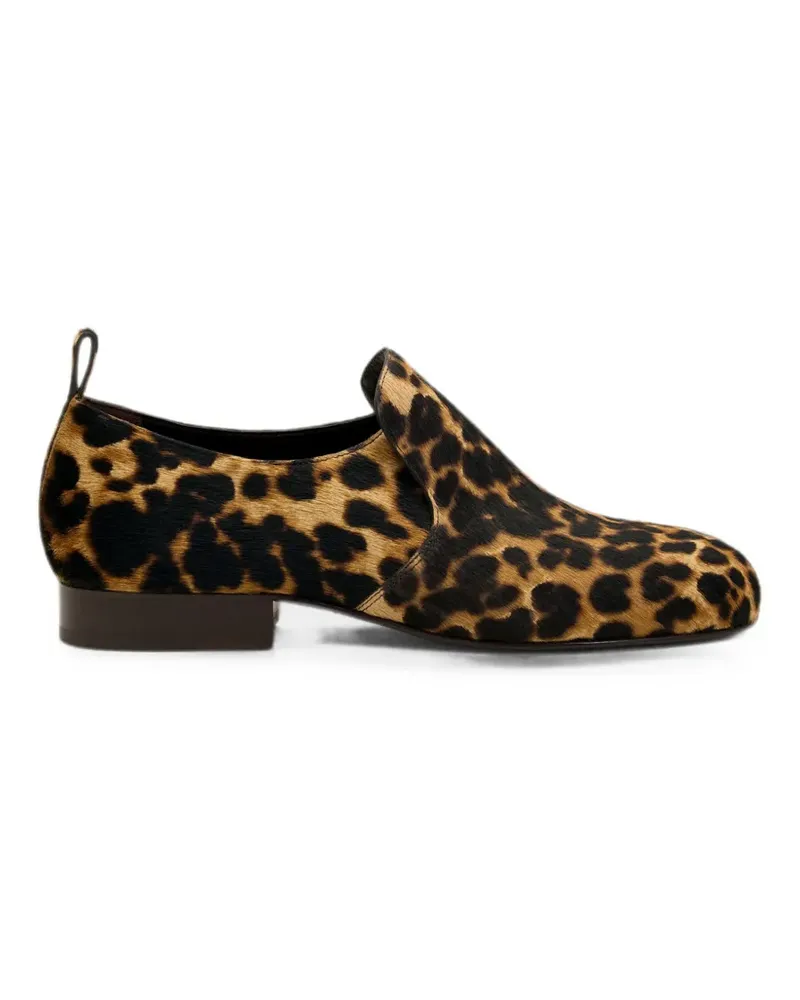 AMI Paris Flache Schuhe aus Rindsleder mit Leopardenmuster - Nude Nude