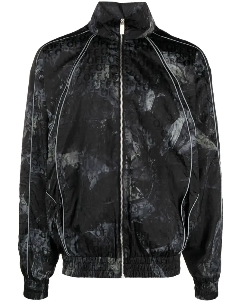 OFF-WHITE Leichter Biker Windbreaker mit Knitteroptik - Schwarz Schwarz