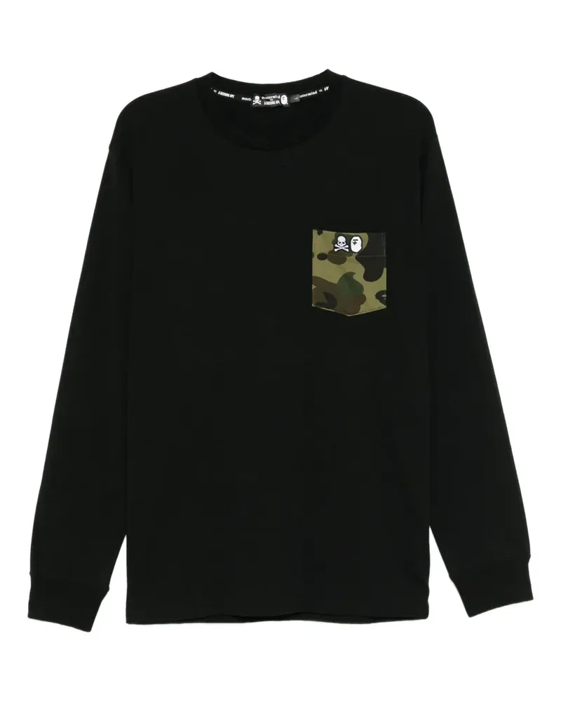 Mastermind Japan x Bape T-Shirt mit aufgesetzter Tasche - Schwarz Schwarz