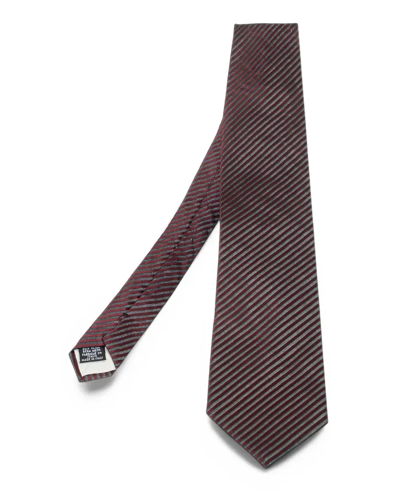 HUGO BOSS Gestreifte Krawatte aus Seiden-Jacquard - Rot Rot
