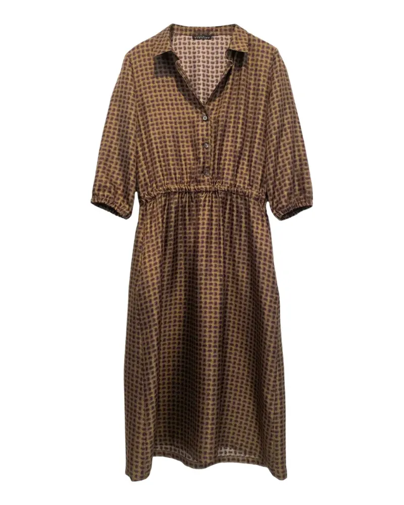 Laura Urbinati Midi-Hemdkleid mit geometrischem Print - Braun Braun