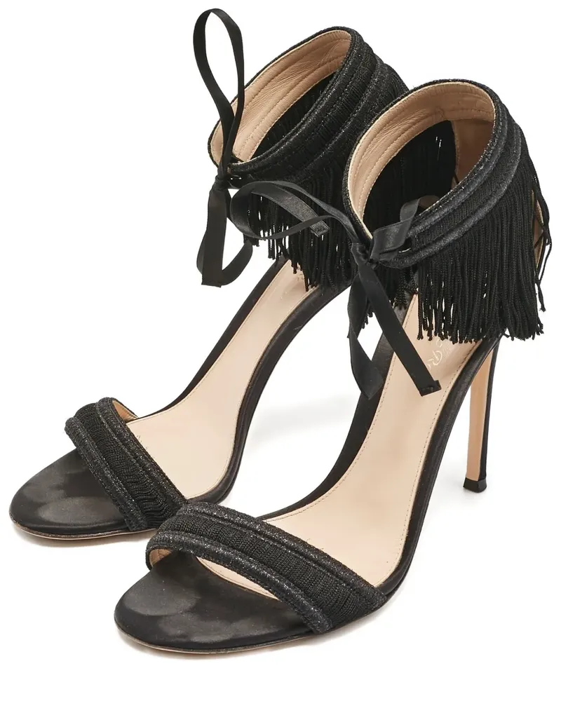 Gianvito Rossi fringe ankle-tie sandals - Schwarz Schwarz