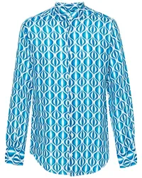 PENINSULA Leinenhemd mit geometrischem Print Blau