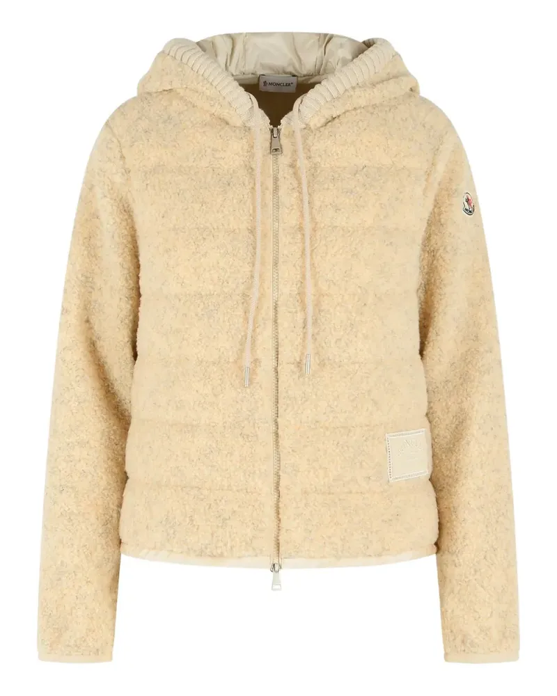 Moncler Teddy quilted logo-patch hoodie - Nude Nude