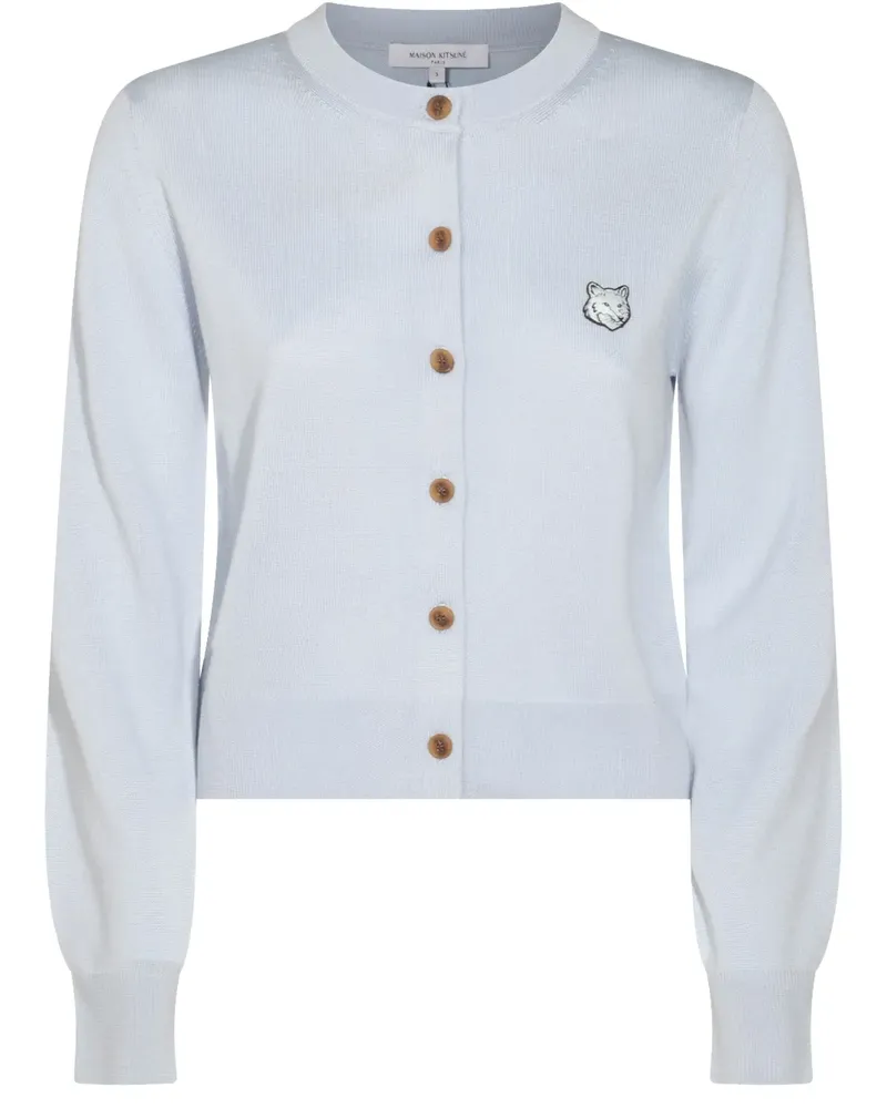 Kitsuné Cardigan mit Bold Fox Head-Patch - Blau Blau