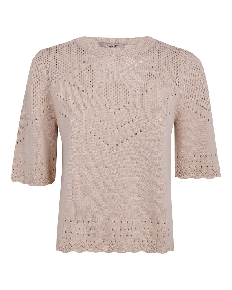 Twin-Set pointelle-knit T-shirt - Nude Nude