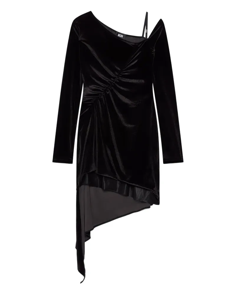GCDS Asymmetrisches Minikleid mit Raffungen - Schwarz Schwarz