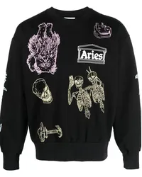 Aries Sweatshirt mit Logo-Print Schwarz