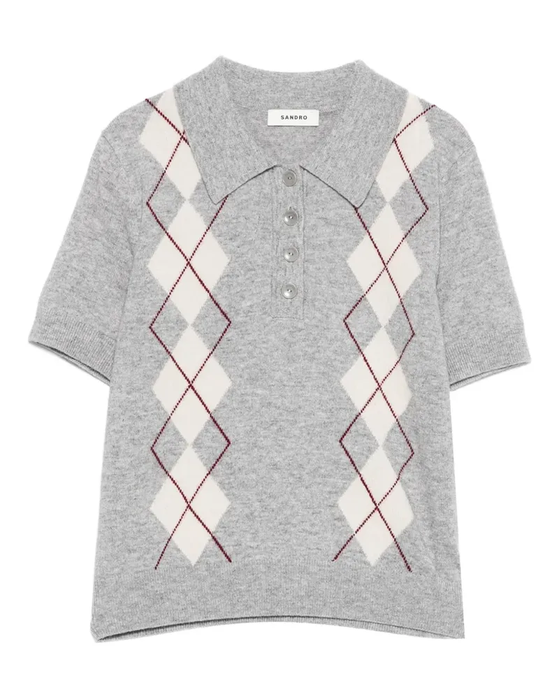 Sandro Poloshirt mit Argyle-Muster - Grau Grau