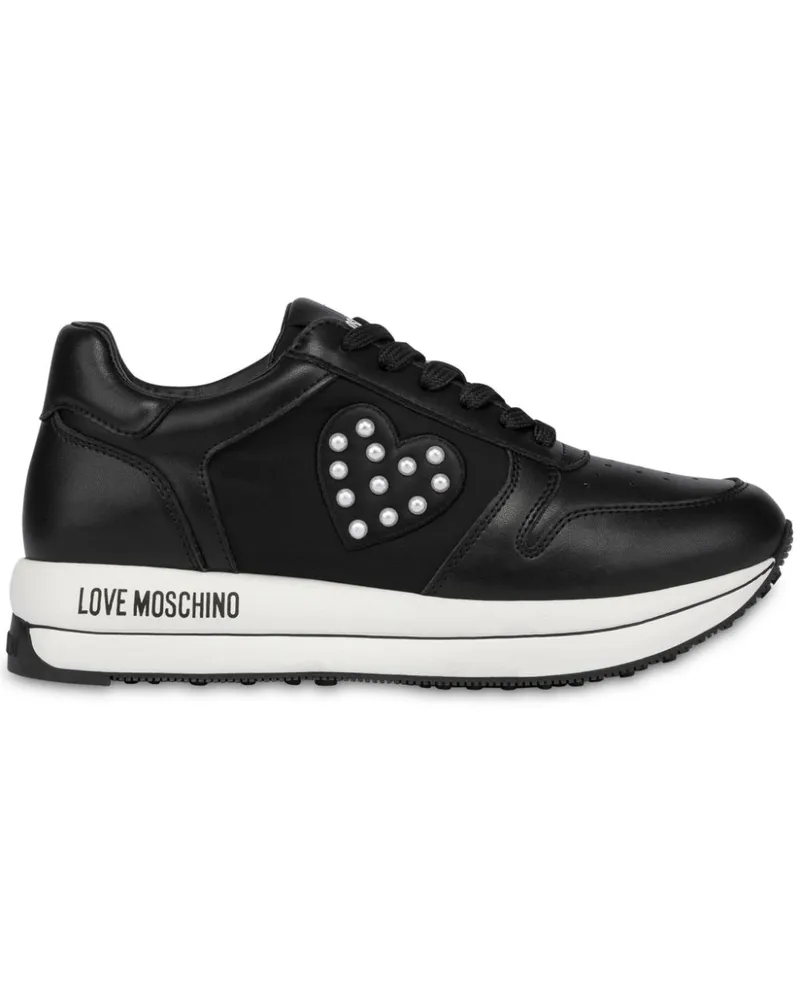 Moschino Sneakers mit Herzmotiv Schwarz