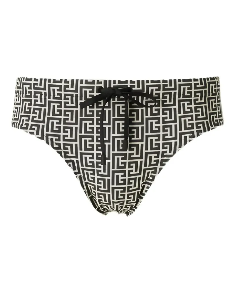 Balmain Badehose mit Monogramm-Print - Schwarz Schwarz