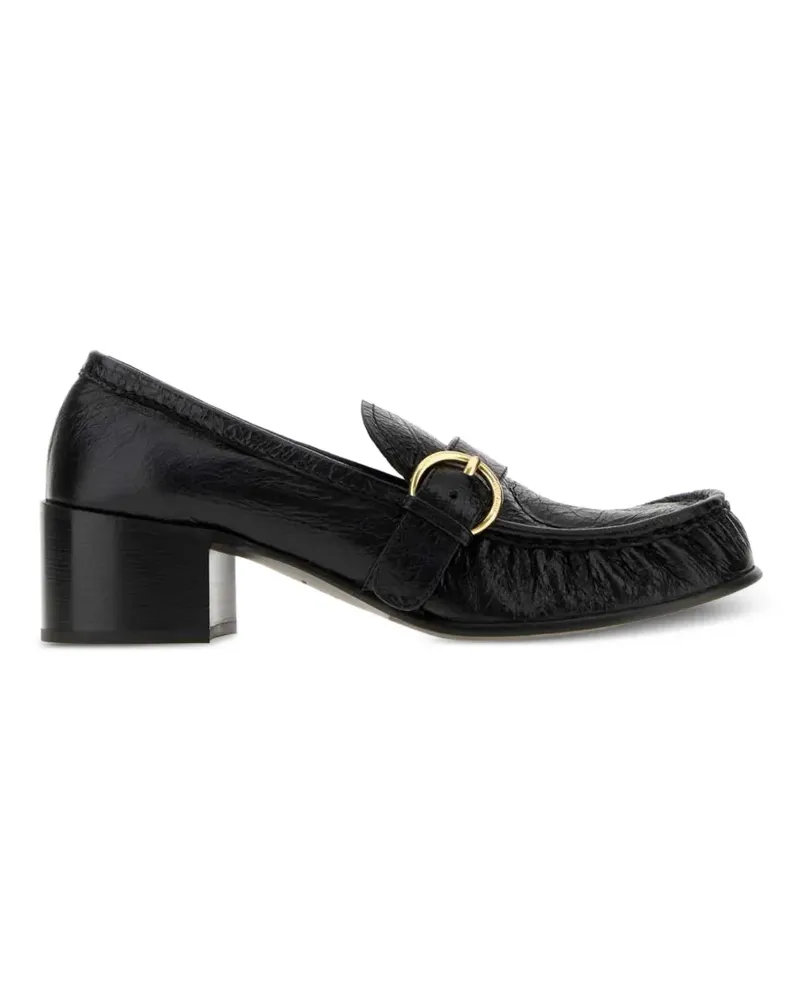 Miu Miu Loafer aus geknittertem Leder mit Schnalle - Schwarz Schwarz
