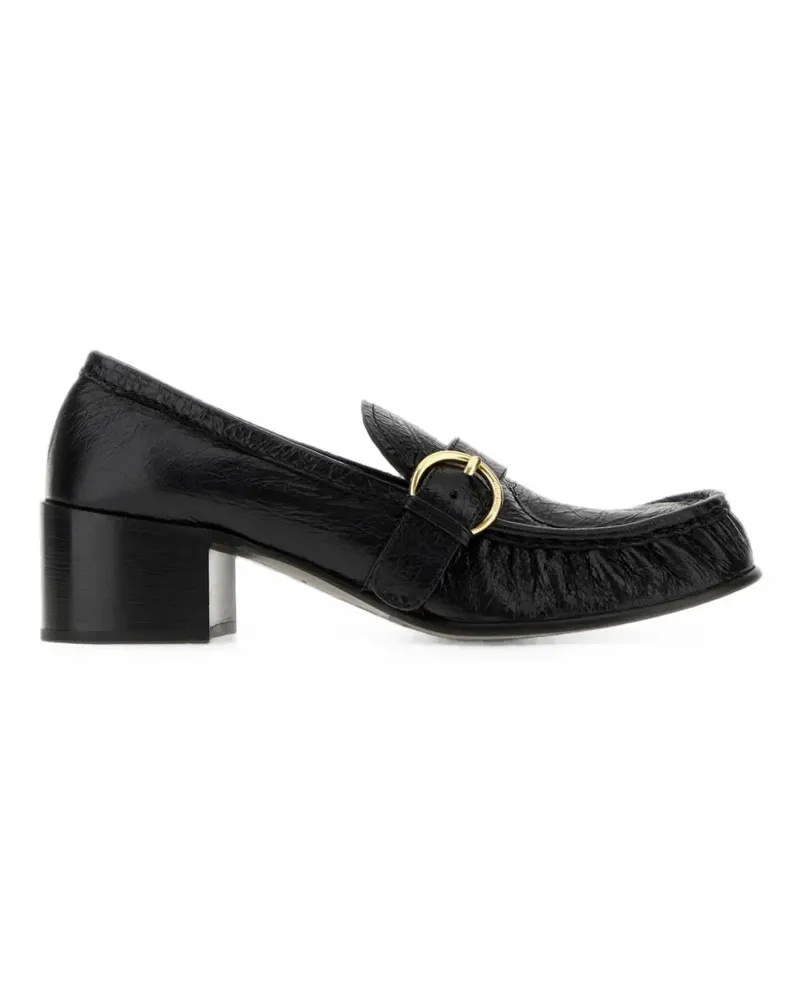 Miu Miu buckle-detail crinkled leather loafers - Schwarz Schwarz