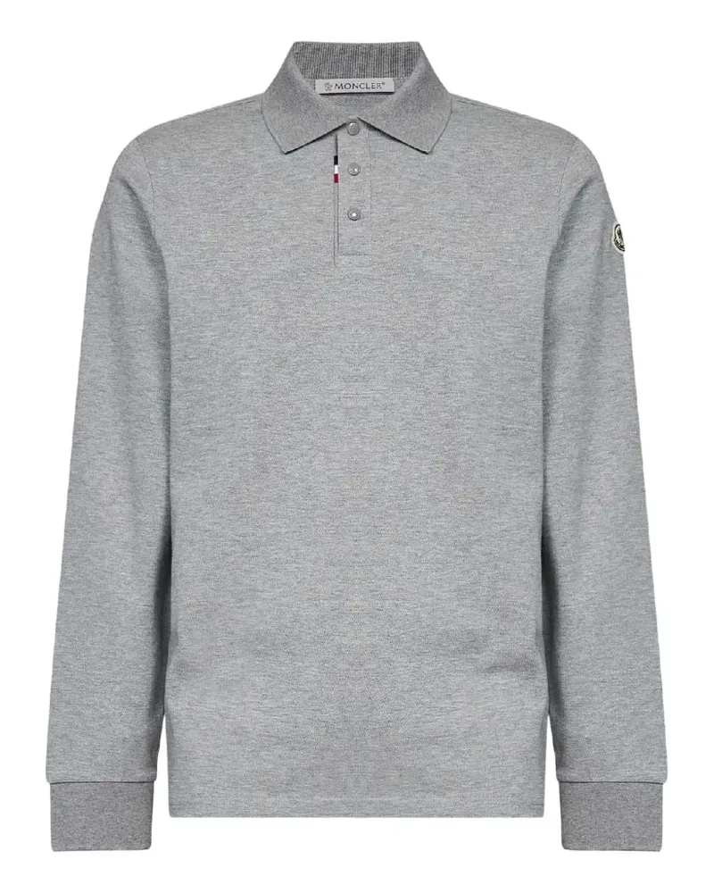 Moncler logo-patch long-sleeve polo shirt - Grau Grau