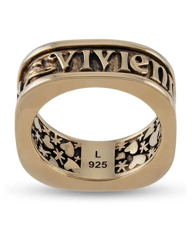 Vivienne Westwood Eckiger Scilly Ring mit Gravur - Gold Gold