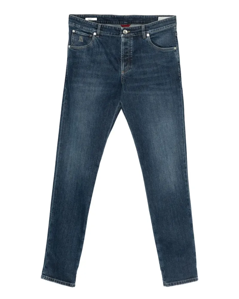 Brunello Cucinelli Jeans mit Tragefalten - Blau Blau