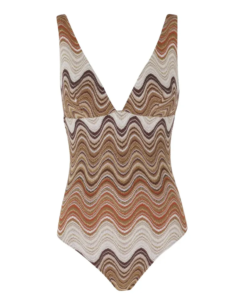 MC2 Saint Barth Mavi Rachel chevron swimsuit - Braun Braun