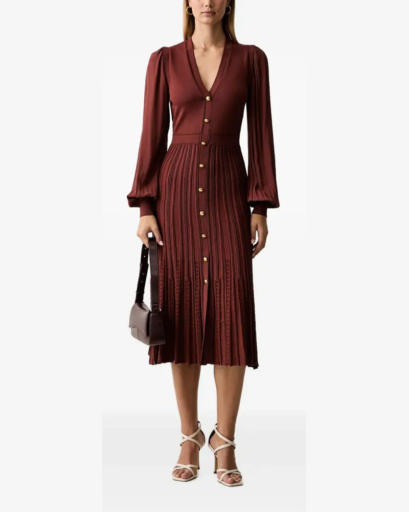 Twin-Set long trompe œil knit dress - Rot Rot