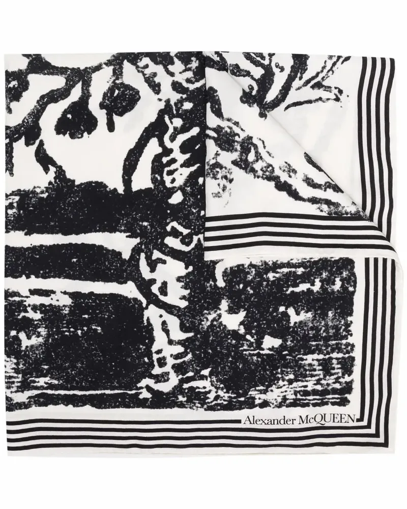 Alexander McQueen Schal mit Skelett-Print - Weiß Weiß