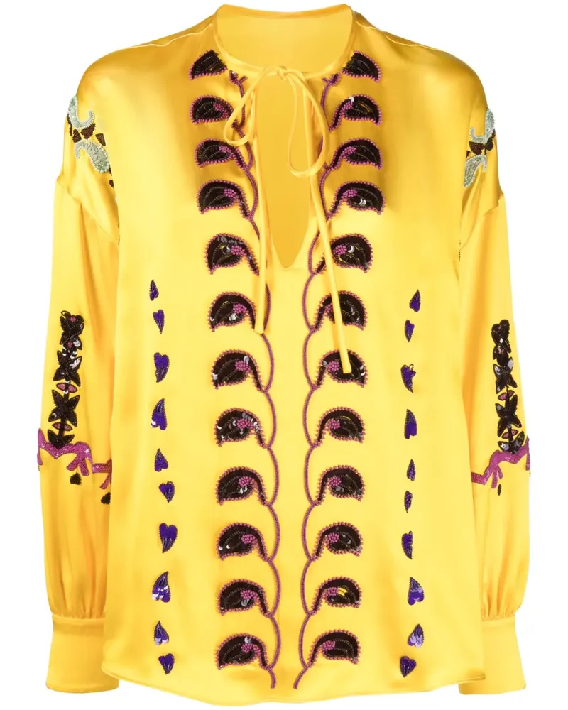 Valentino Garavani Bluse mit Stickerei - Gelb Gelb