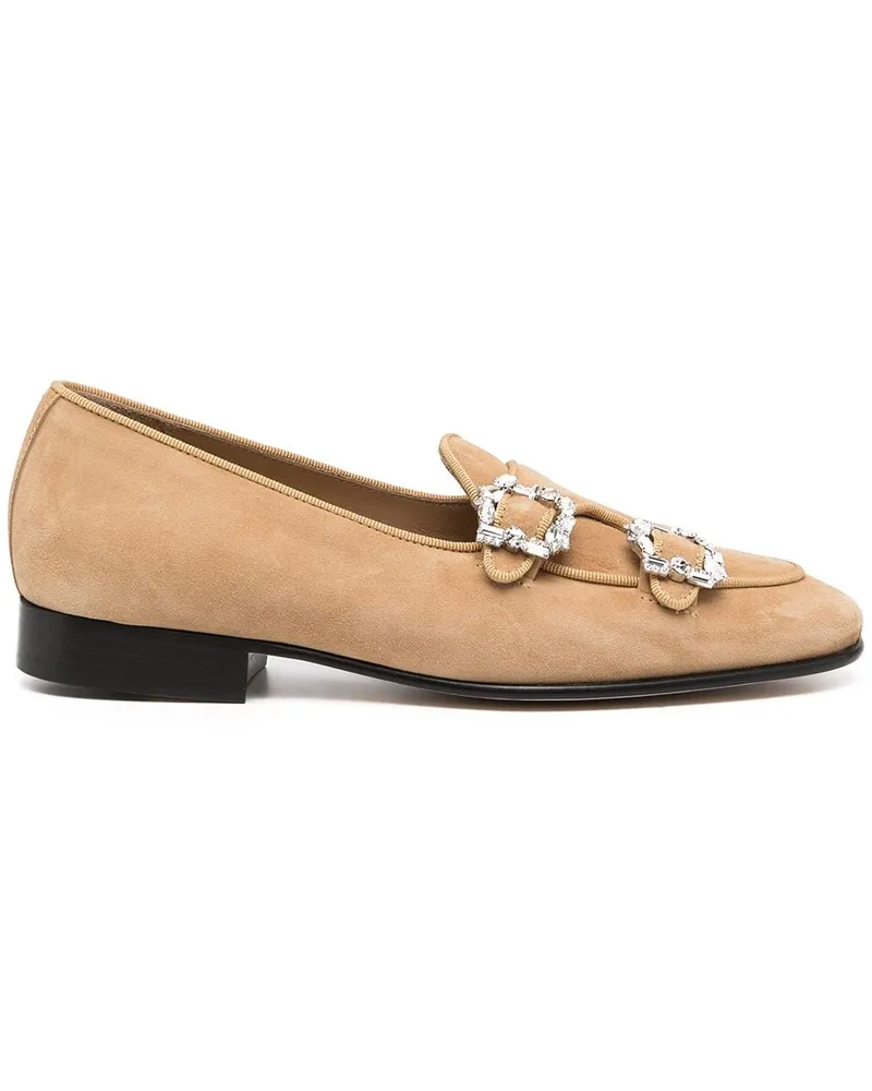 Edhèn Milano Loafer mit Kristall-Schnalle - Braun Braun