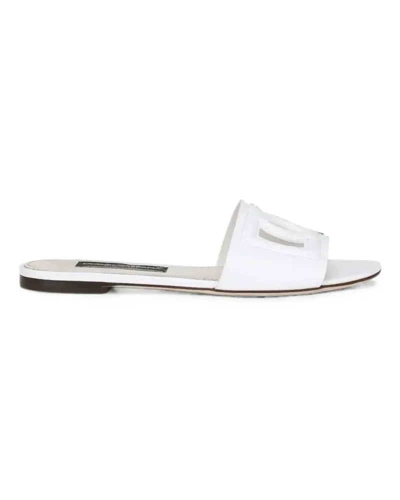 Dolce & Gabbana calfskin slides with DG logo - Weiß Weiß