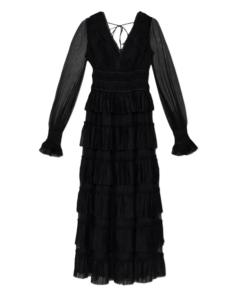 AllSaints Gestuftes Kleid mit Rüschen - Schwarz Schwarz