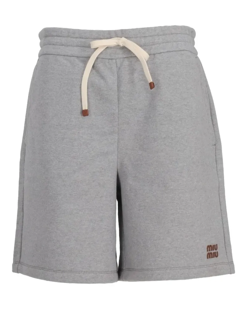 Miu Miu Fleece-Shorts mit Logo-Stickerei - Grau Grau