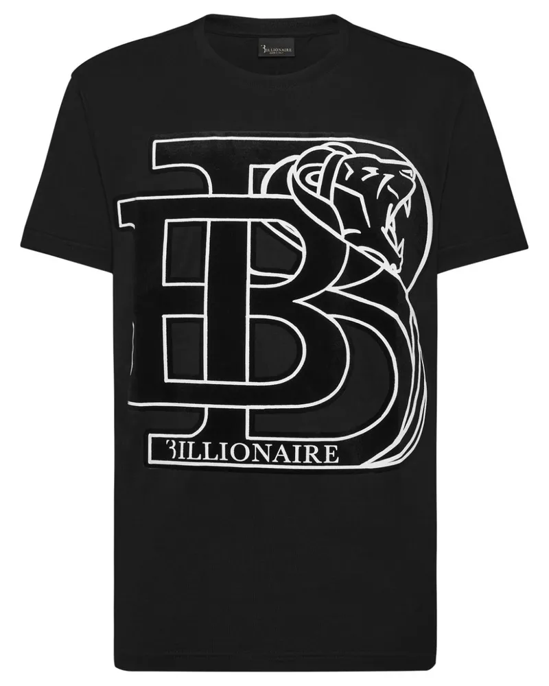 Billionaire T-Shirt mit Logo-Applikation Schwarz