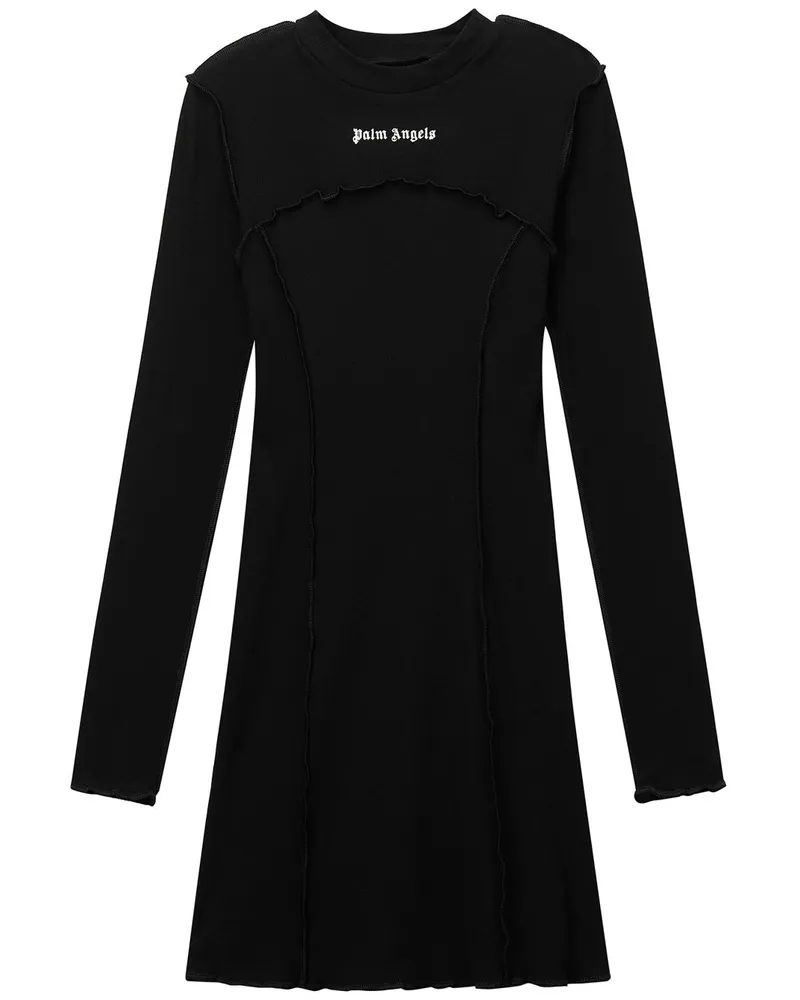 Palm Angels Geripptes Kleid mit Logo - Schwarz Schwarz