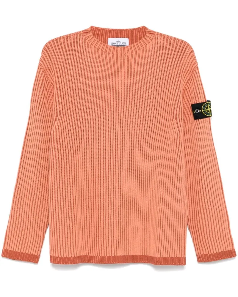 Stone Island Pullover mit Kompass-Patch - Orange Orange
