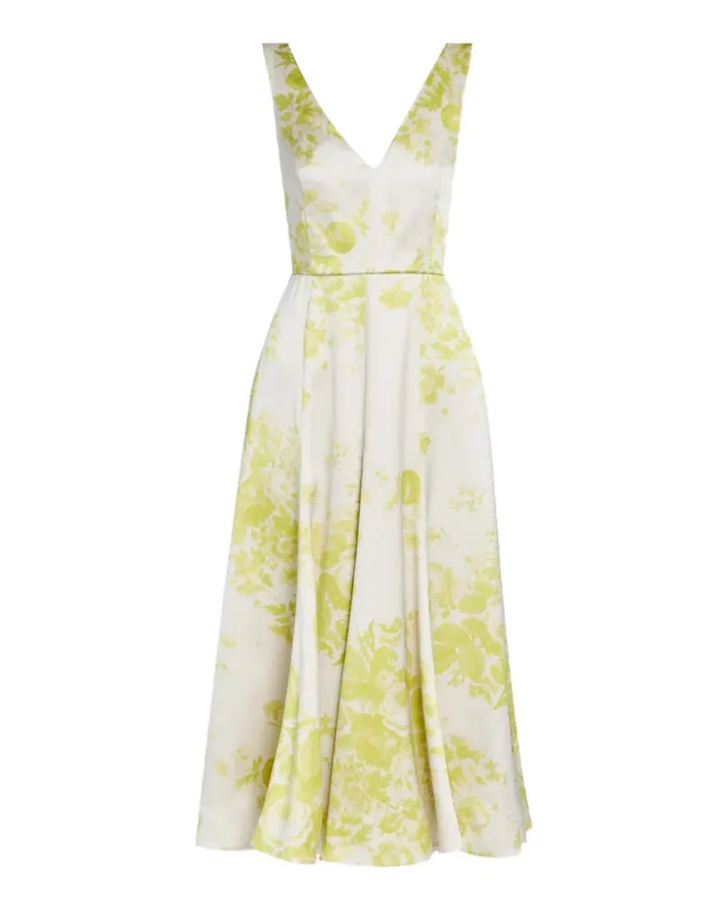 Erdem V-neck floral-print midi dress - Nude Nude