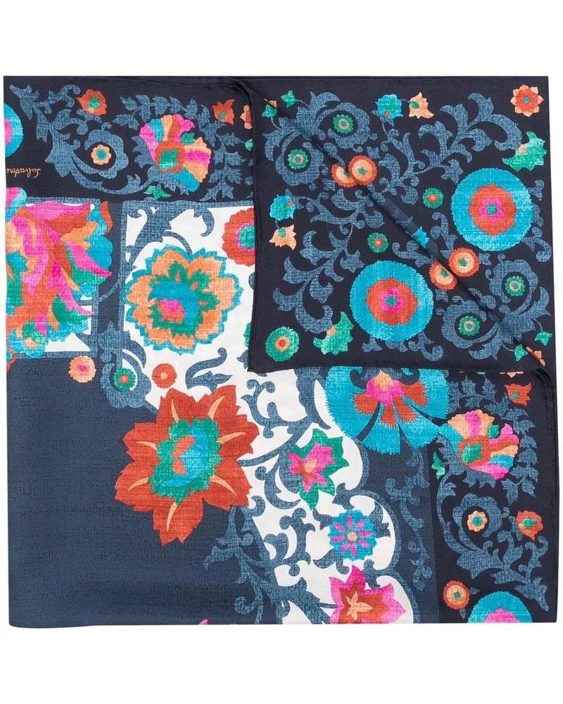 Ferragamo Seidenschal mit Print - Blau Blau