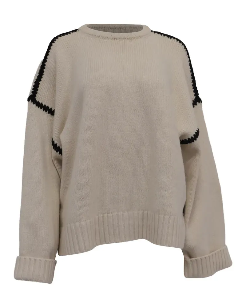 Totême knitted embroidered drop shoulder sweater - Nude Nude
