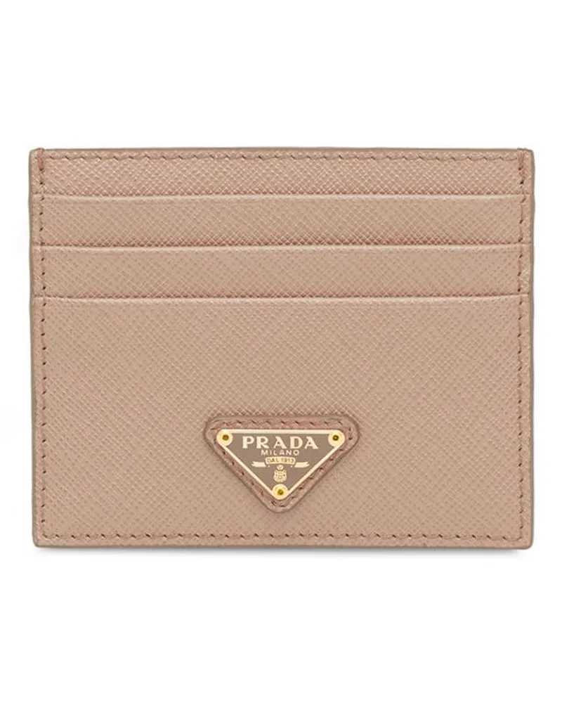 Prada Kartenetui mit Logo-Schild - Nude Nude