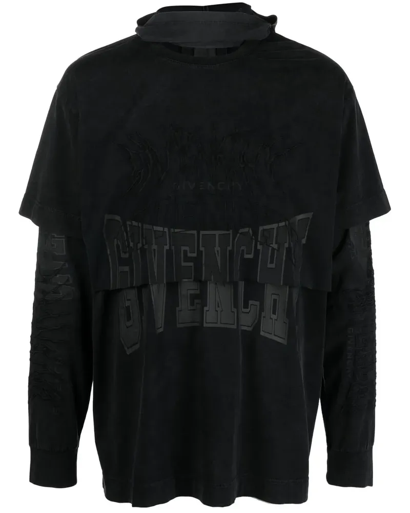 Givenchy Langarmshirt mit Logo-Stickerei - Schwarz Schwarz