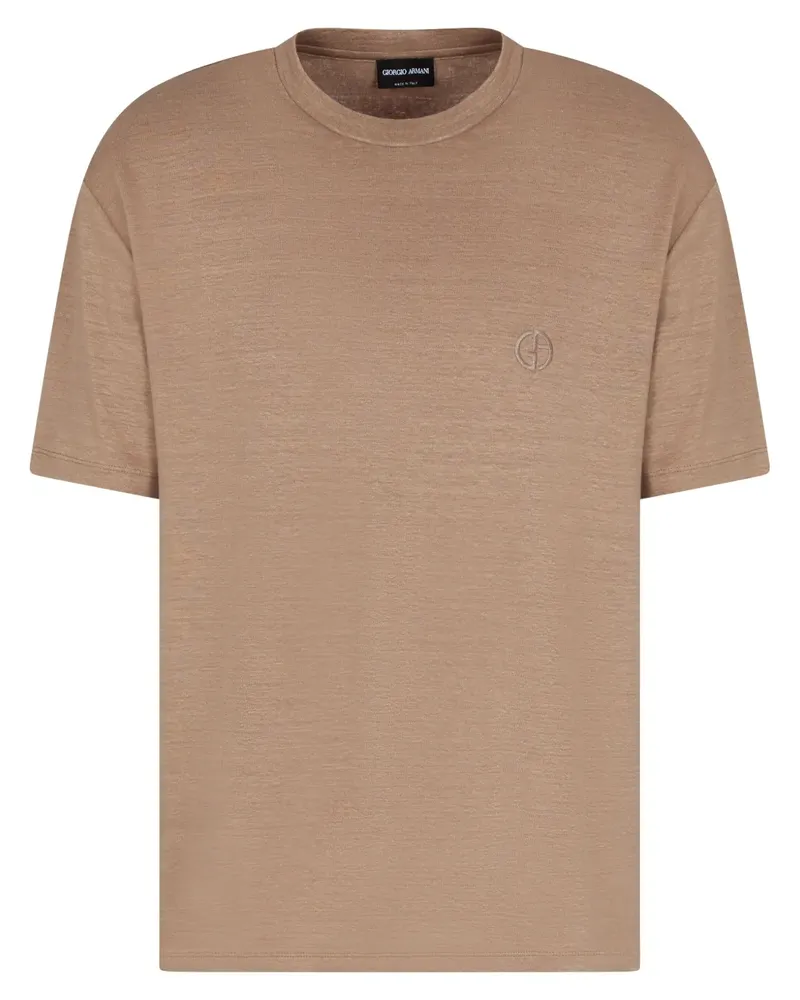 Giorgio Armani T-Shirt mit Logo-Stickerei - Nude Nude
