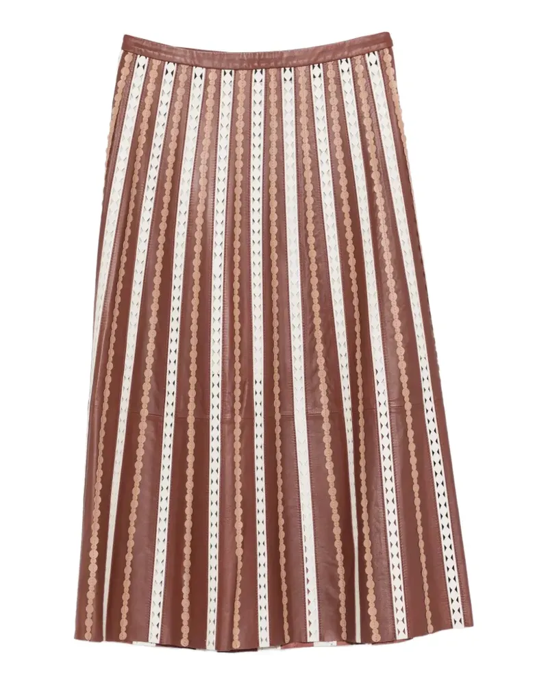 Yves Salomon Gestreifter Midirock - Braun Braun