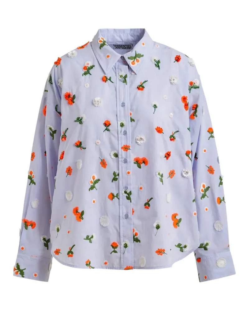 Essentiel Hemd mit Blumenstickerei - Blau Blau