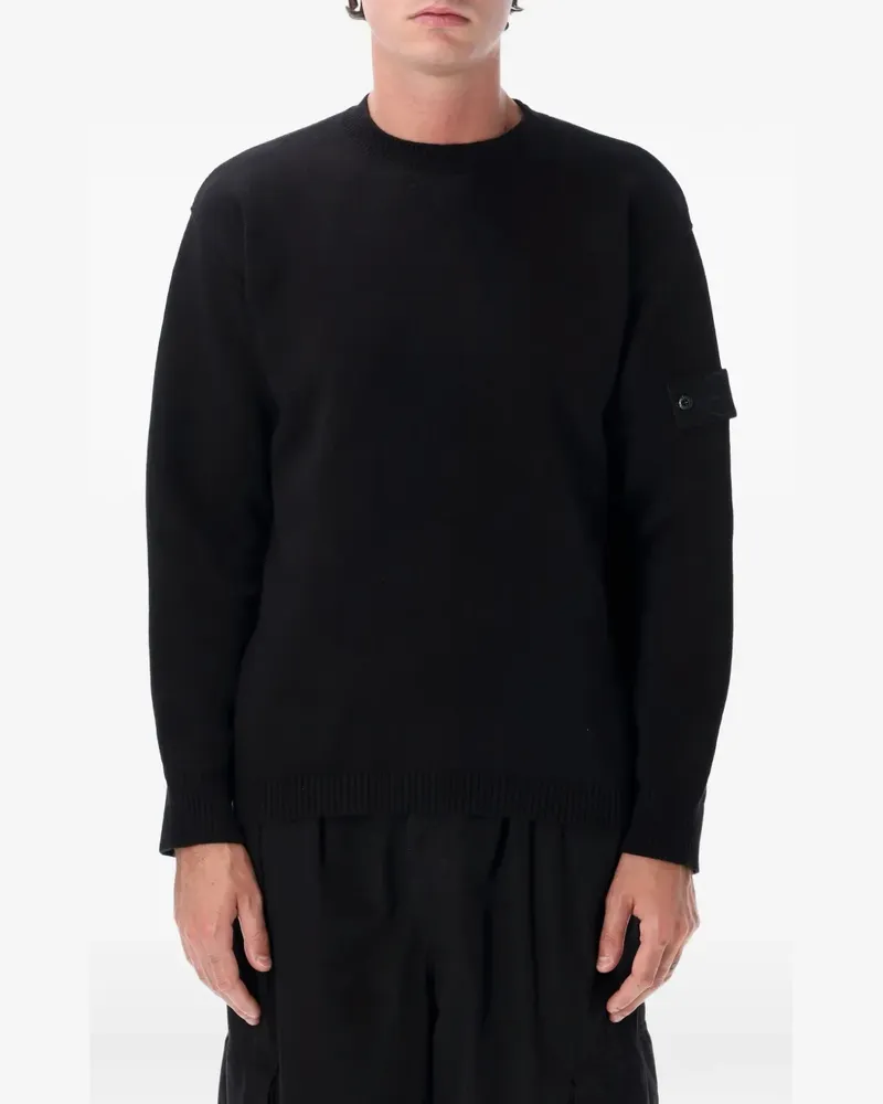 Stone Island Pullover mit Kompass-Patch - Schwarz Schwarz