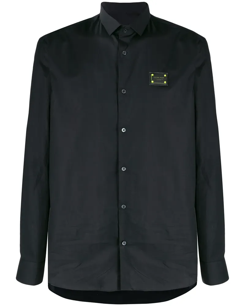 Philipp Plein Hemd mit Logo-Patch - Schwarz Schwarz