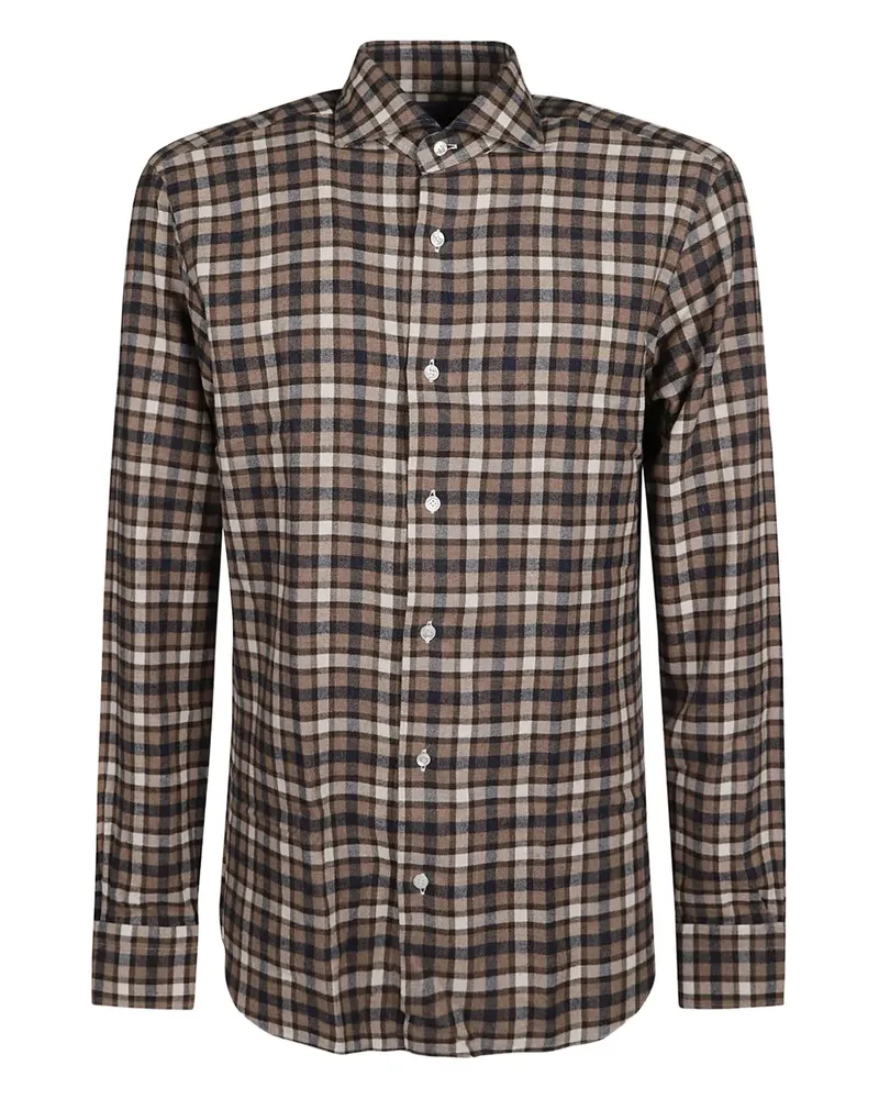 BARBA checked cotton shirt - Nude Nude