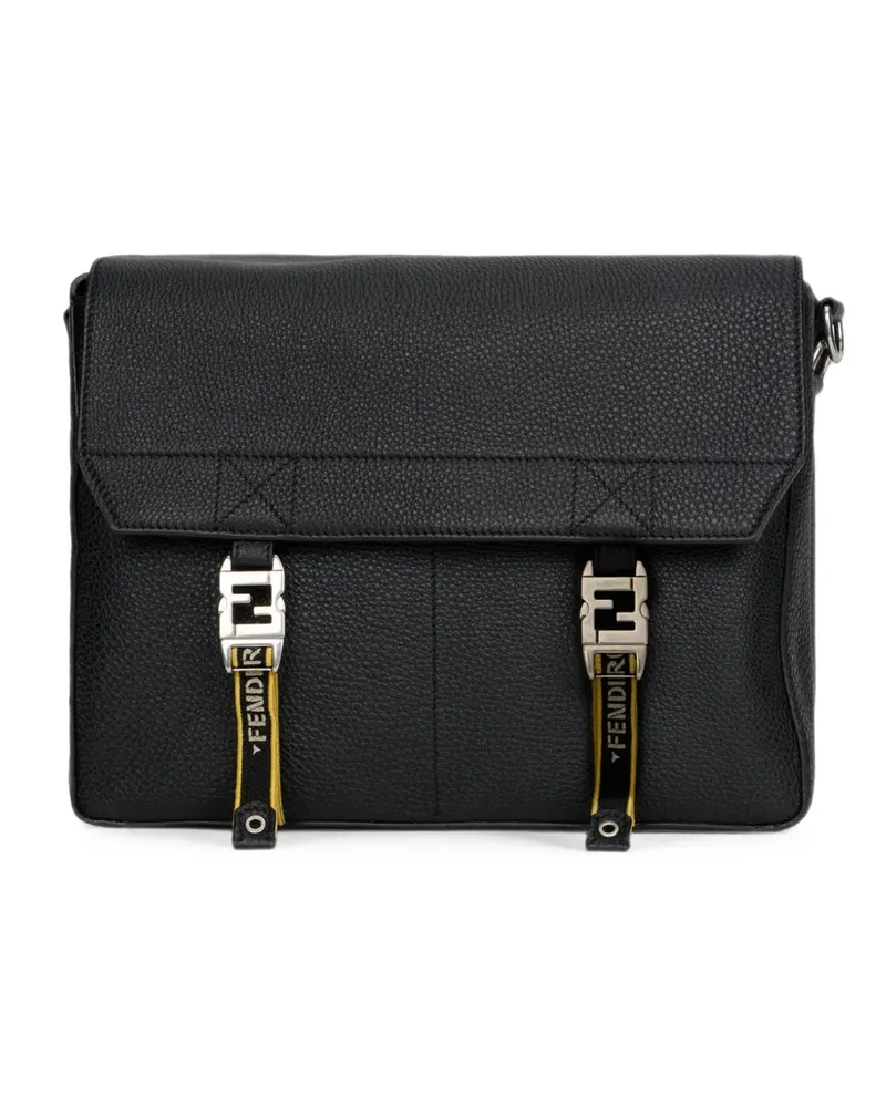Fendi Mittelgroße  Flow Cuoio Romano Tasche - Schwarz Schwarz