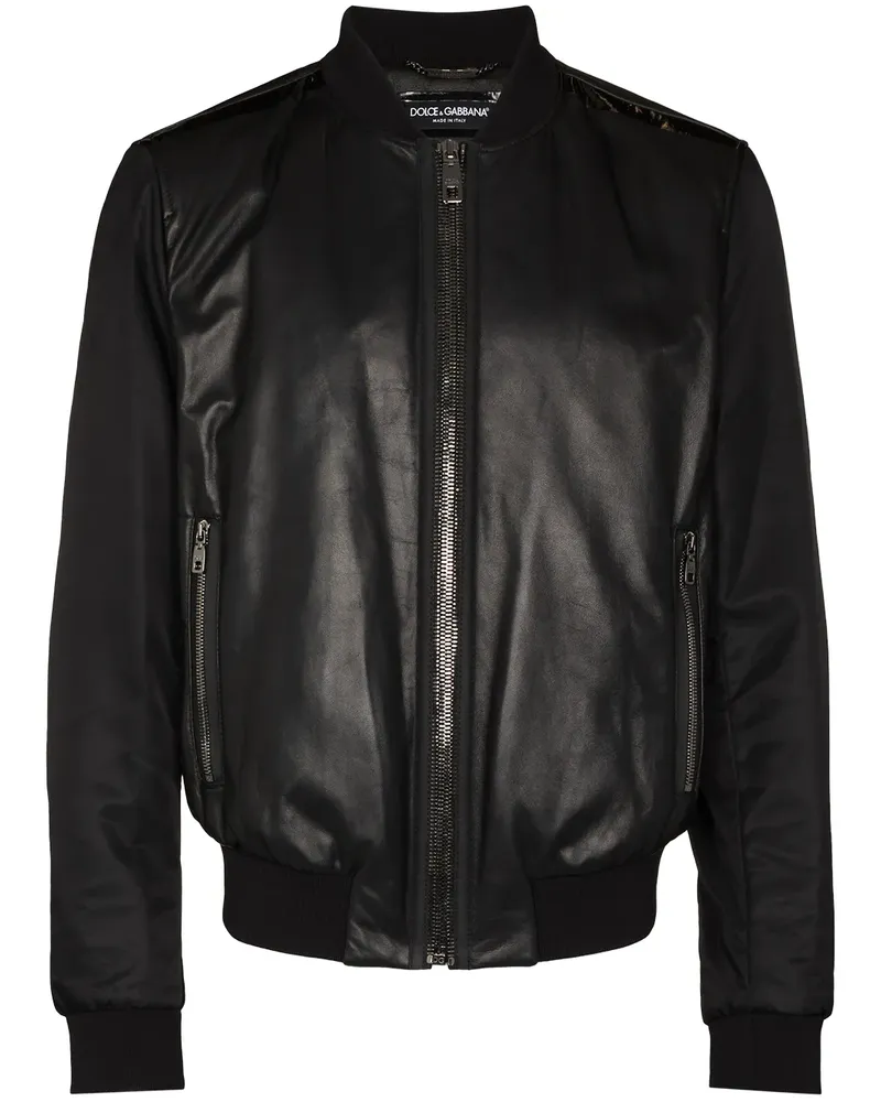 Dolce & Gabbana Bomberjacke mit Ledereinsätzen - Schwarz Schwarz