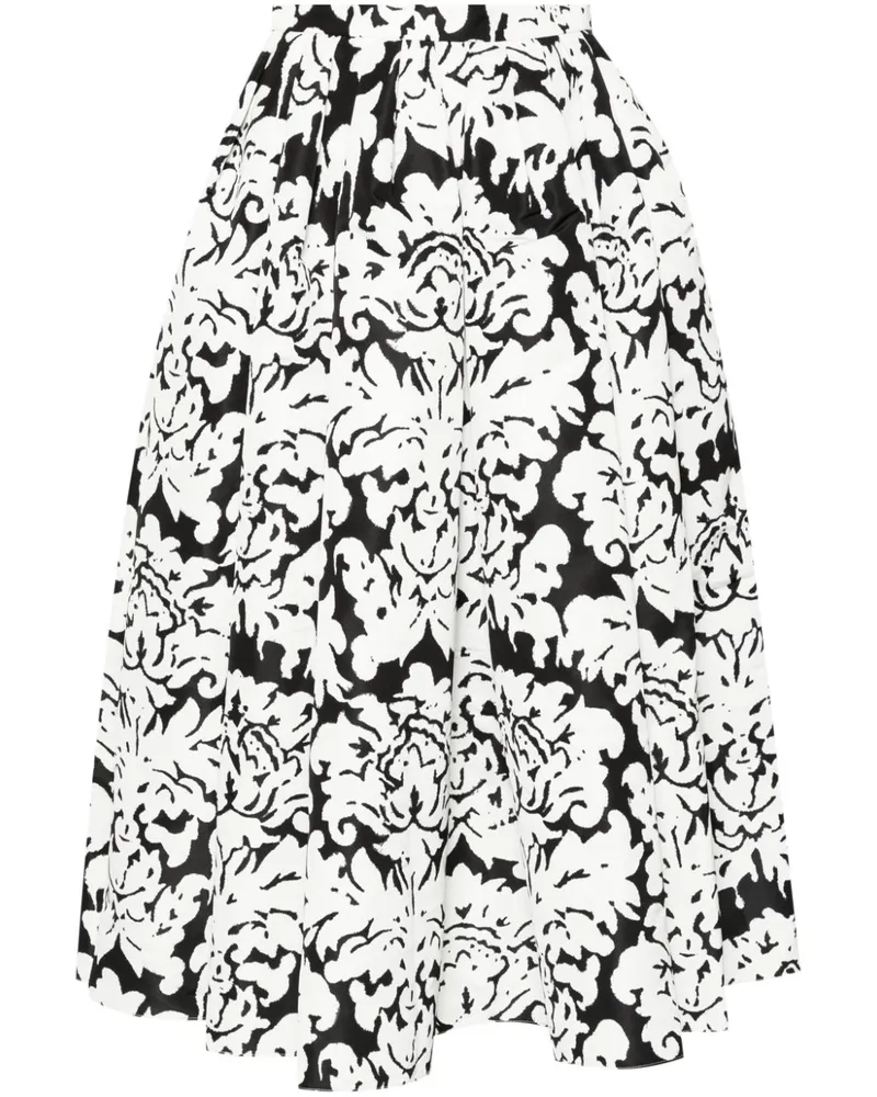 Alexander McQueen Midirock mit Damask-Print - Schwarz Schwarz