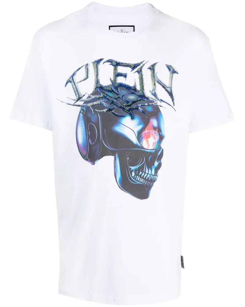Philipp Plein Chrome T-Shirt mit rundem Ausschnitt - Weiß Weiß